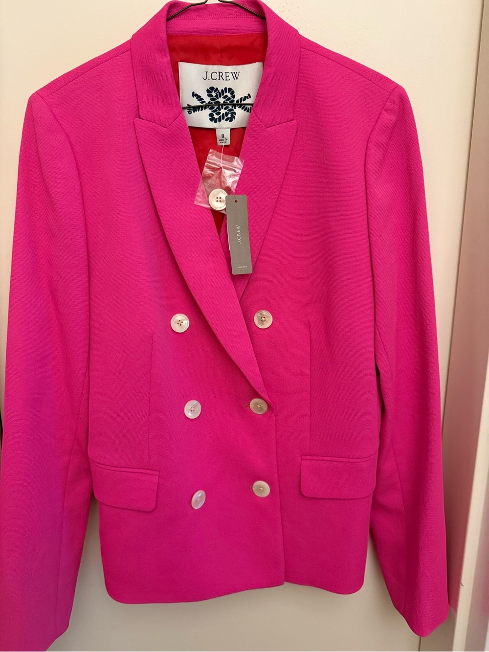 J. Crew Double-Breasted Hot Pink Blazer